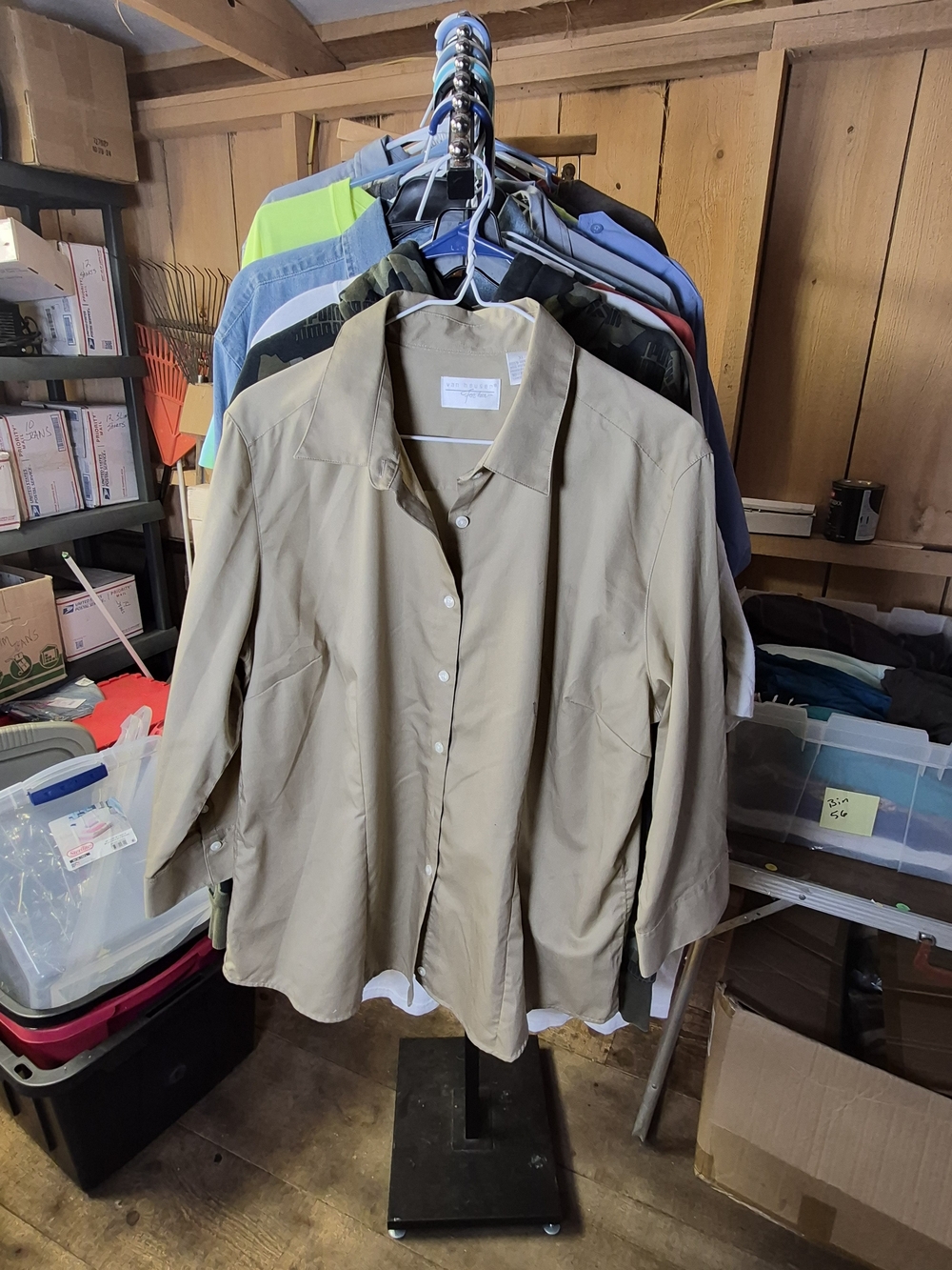 Van Heusen Tan Button-Down Women's Shirt Bin 56